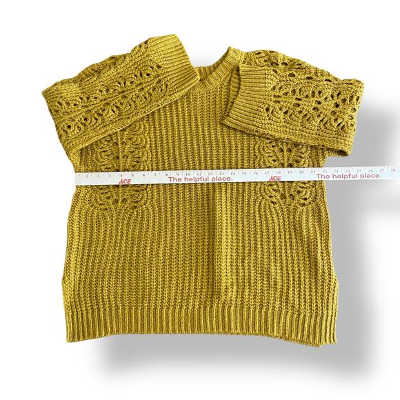Anthropologie Pilcro Yellow Devenne Pointelle Knit Oversized Sweater Size Small‎ - Picture 3 of 9
